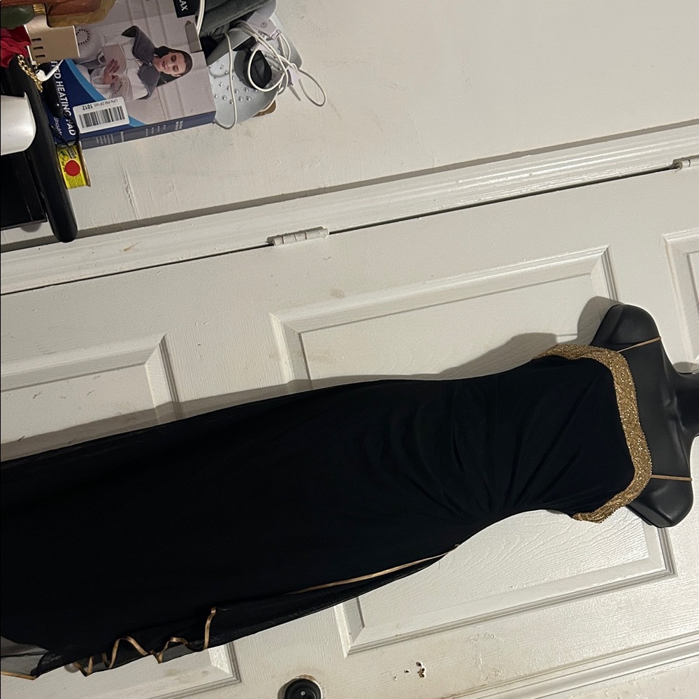 Bahari Black Dress with Gold Detailing